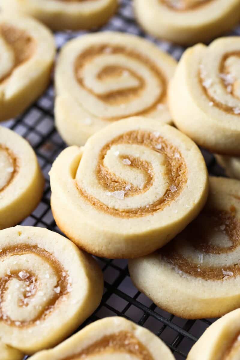 SALTED CARAMEL PINWHEEL COOKIES HOLIDAY BAKING CHRISTMAS