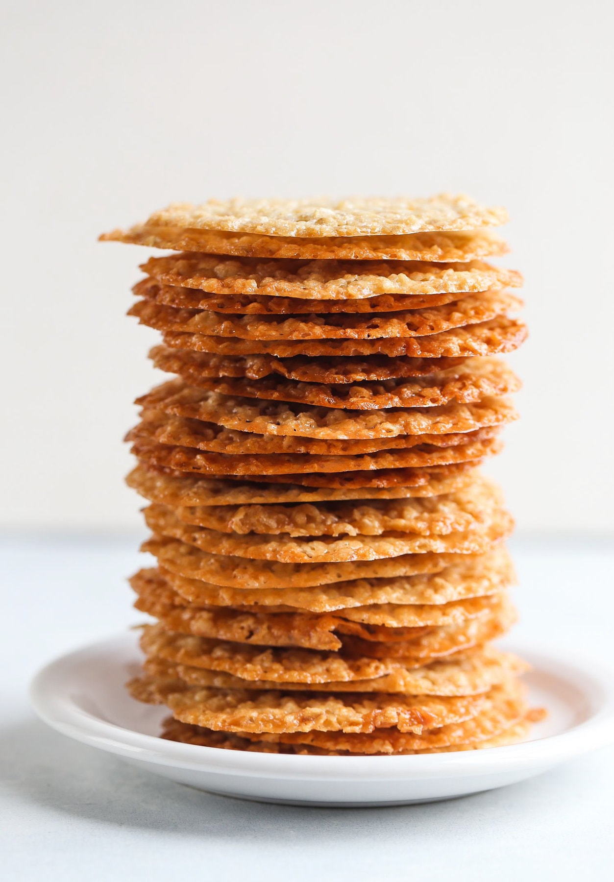 Crispy caramel cookies stacked 