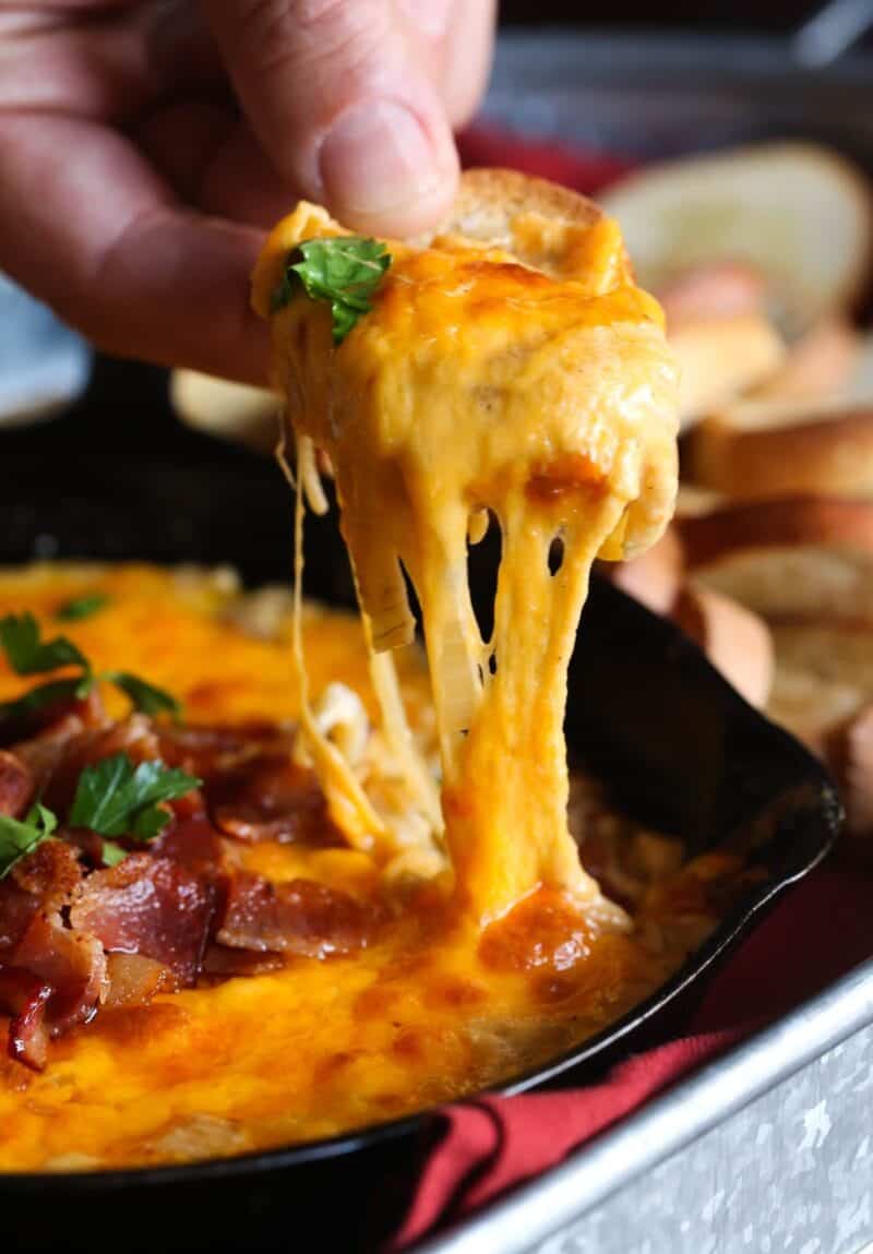 cheesy bacon caramelized onion dip