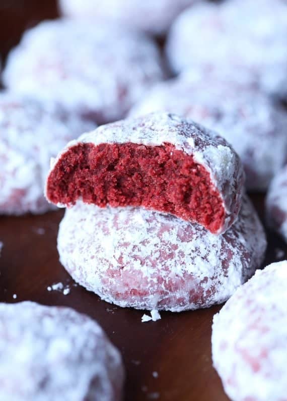 Red Velvet Snowball Cookies