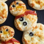 Baked snowman pizza