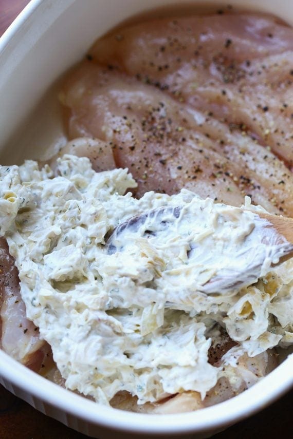 Cheesy Chicken Artichoke Bake
