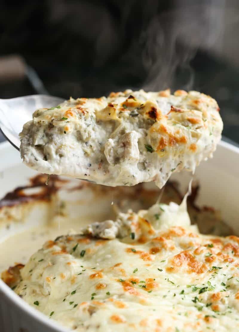 cheesy chicken and artichoke bake