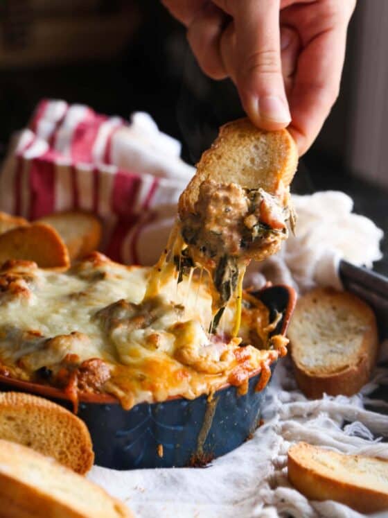 Cheesy Tuscan Sausage Dip An EASY Party Appetizer