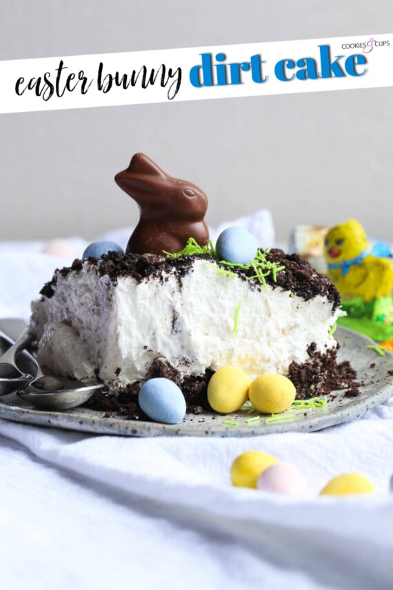 Easter Bunny Dirt Cake Pinterest Image with text