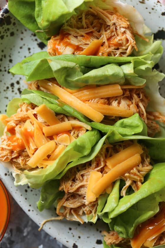 Slow Cooker Buffalo Chicken Lettuce Wraps | Healthy Chicken Wraps