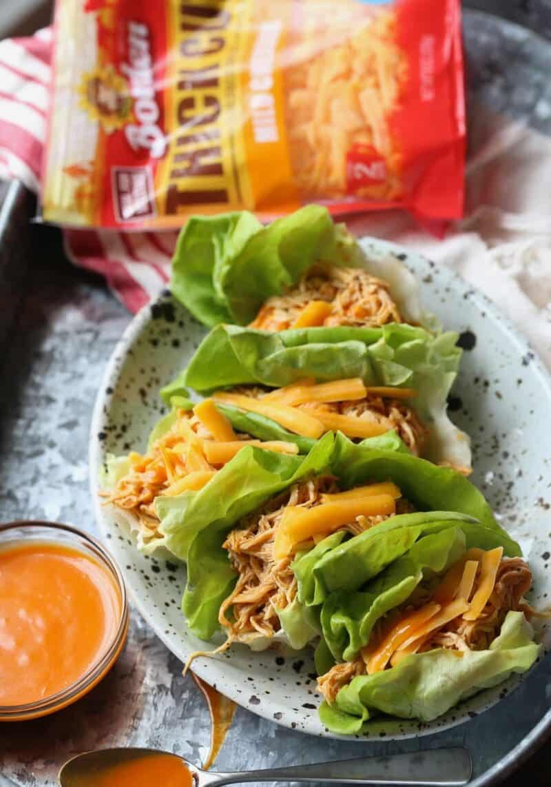 slow cooker buffalo chicken lettuce wraps
