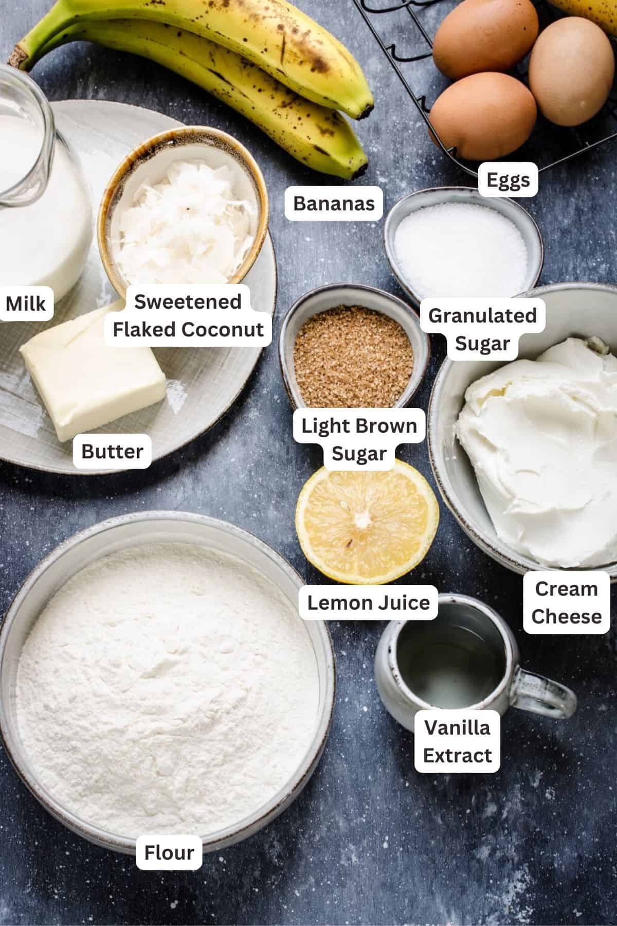 Ingredients for Best Banana Cake Recipe.