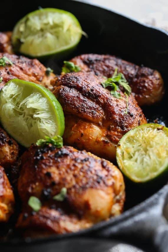 Spicy Skillet Lime Chicken | Delicious Chicken Thighs Dinner Recipe