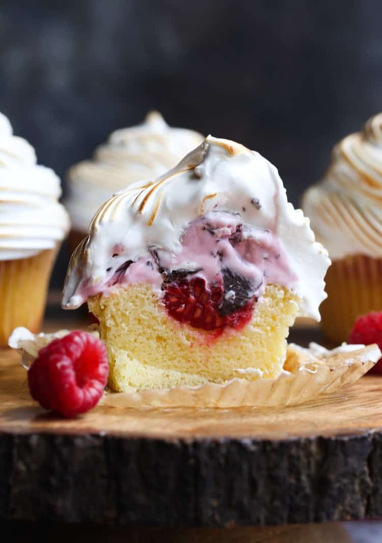 Baked Alaska Cupcakes - Cookies and Cups