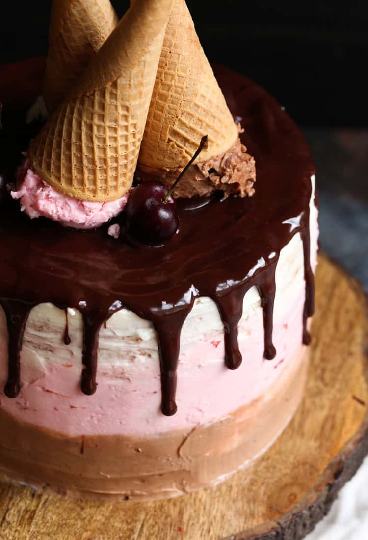 Neapolitan Cake | Strawberry, Vanilla & Chocolate Layer Cake Recipe