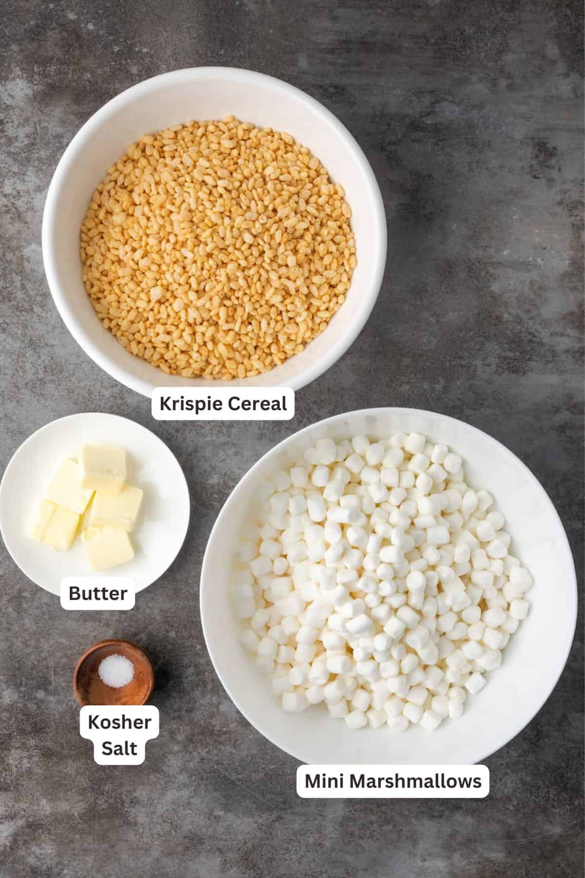 Ingredients for Perfect Rice Krispie Treats Recipe.