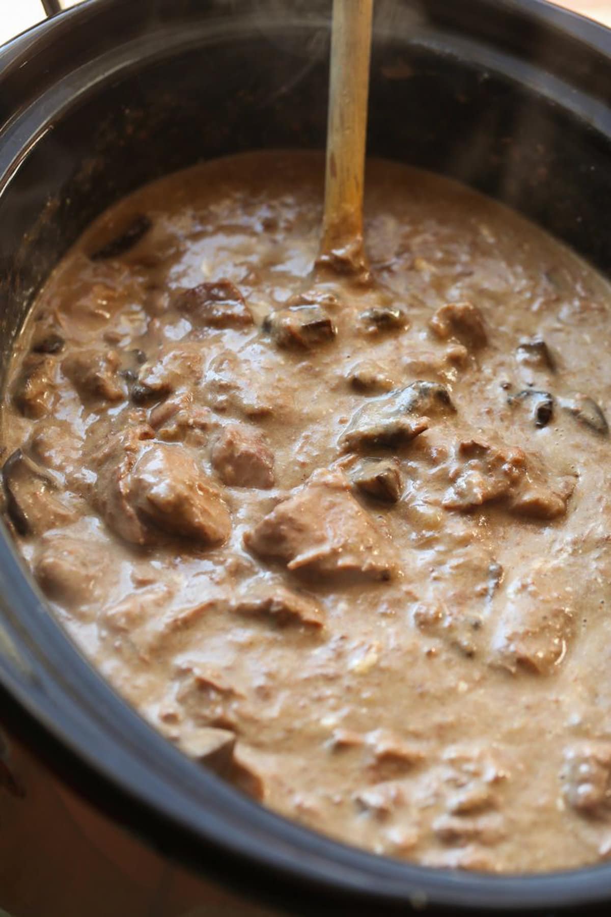 Slow cooker chicken after added cream cheese