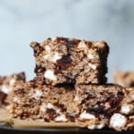 Brownie Krispie Treats stacked on top of each other