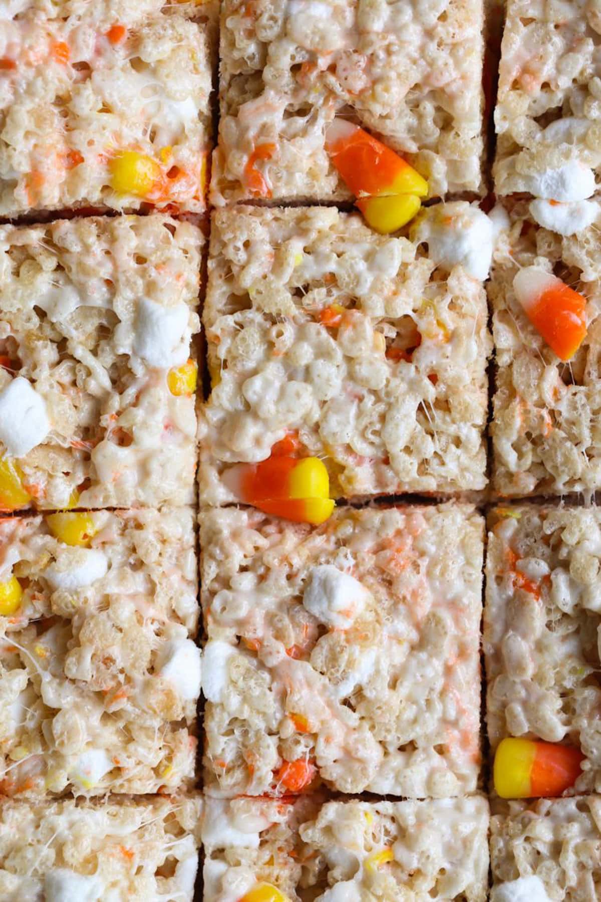 Easy Candy Corn Krispie Treats are a great marshmallow treat for Halloween