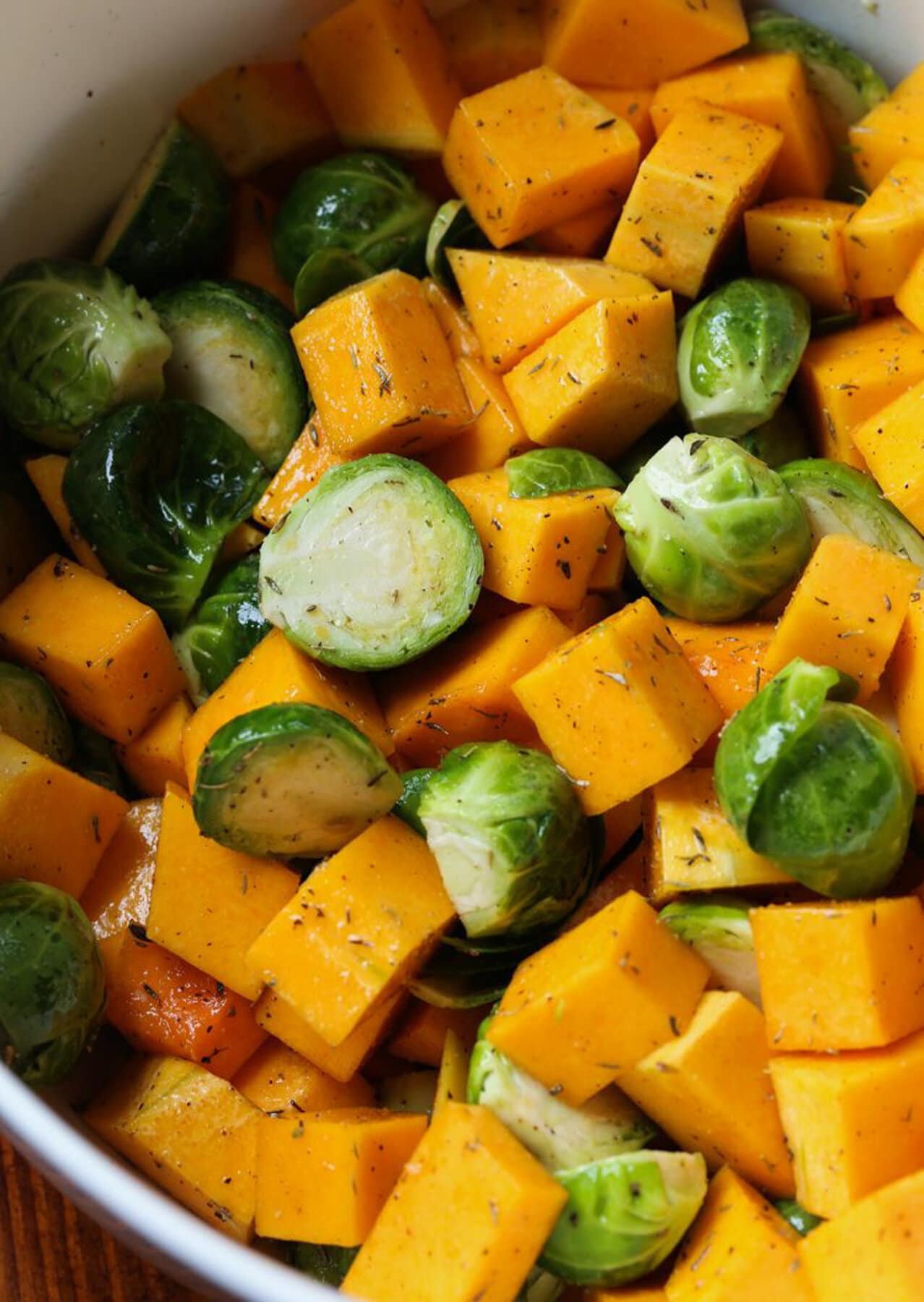 Sweet potatoes and brussel sprouts