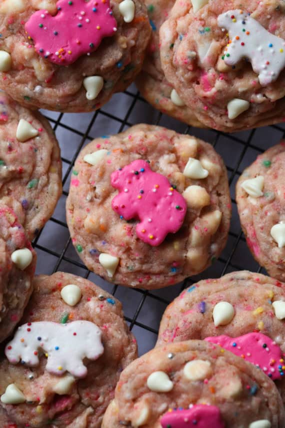 Carnival Cookies are the best sprinkle cookie recipe loaded with chopped circus cookies and white chocolate!