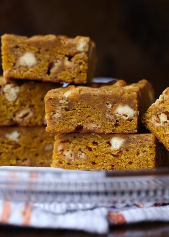 Easy Pumpkin Blondies Recipe with white chocolate chips