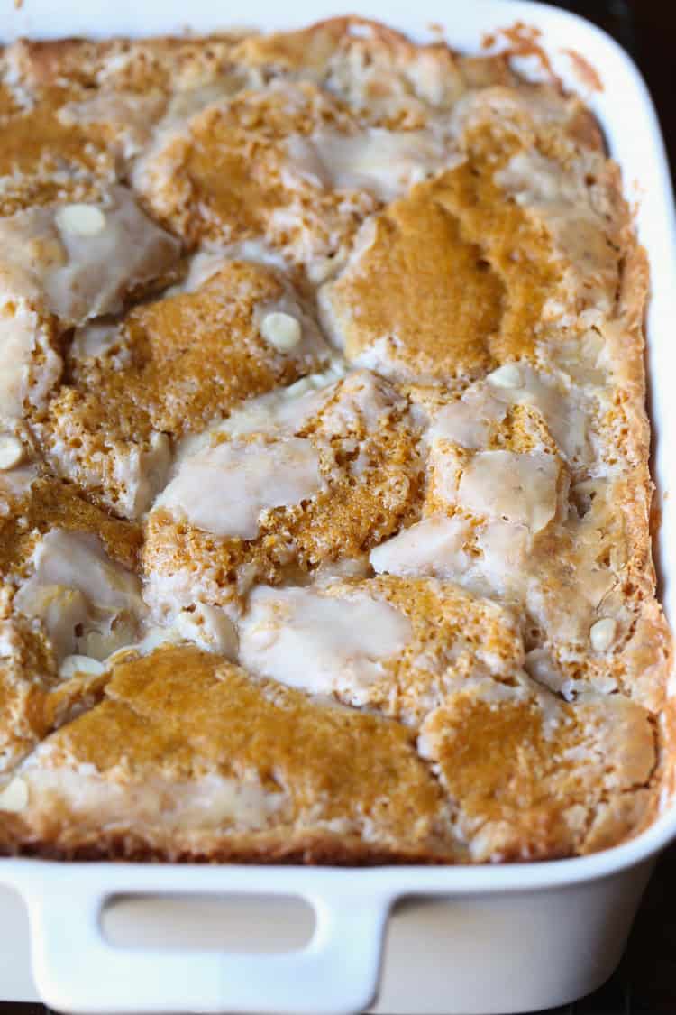 The crackly top of pumpkin earthquake cake!