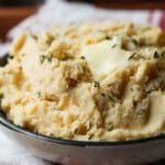 Creamy crockpot mashed potatoes served in a bowl