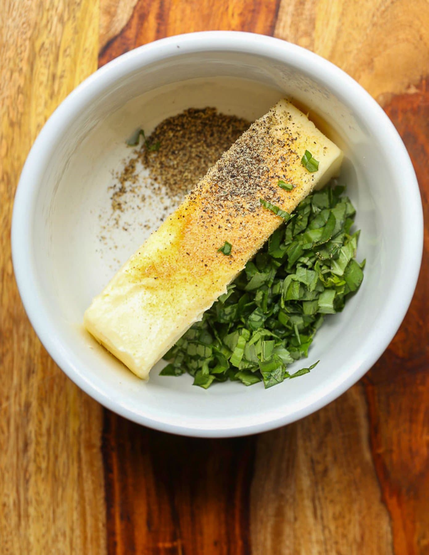 Basil and Butter being mixed together