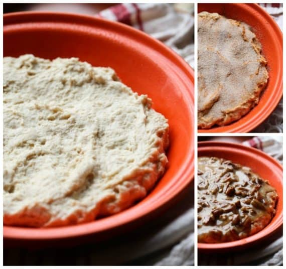 Making easy caramel pecan coffee cake