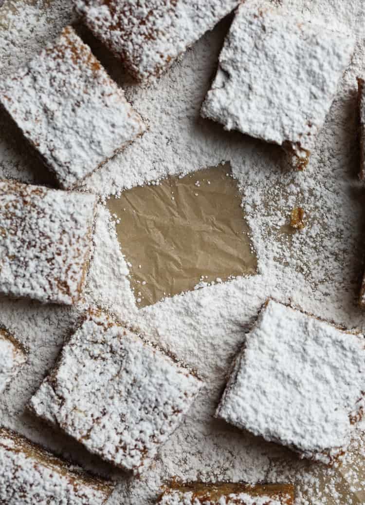 Chewy Noels are topped with powdered sugar