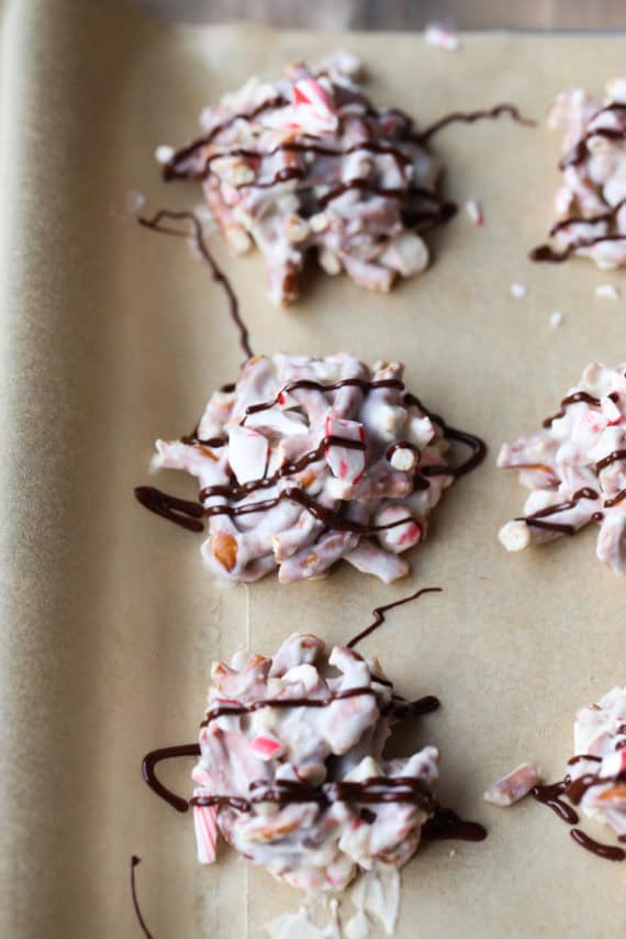Crock Pot Peppermint Pretzel Candy Clusters are festive and easy!