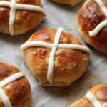 Hot Cross Buns on a baking sheet