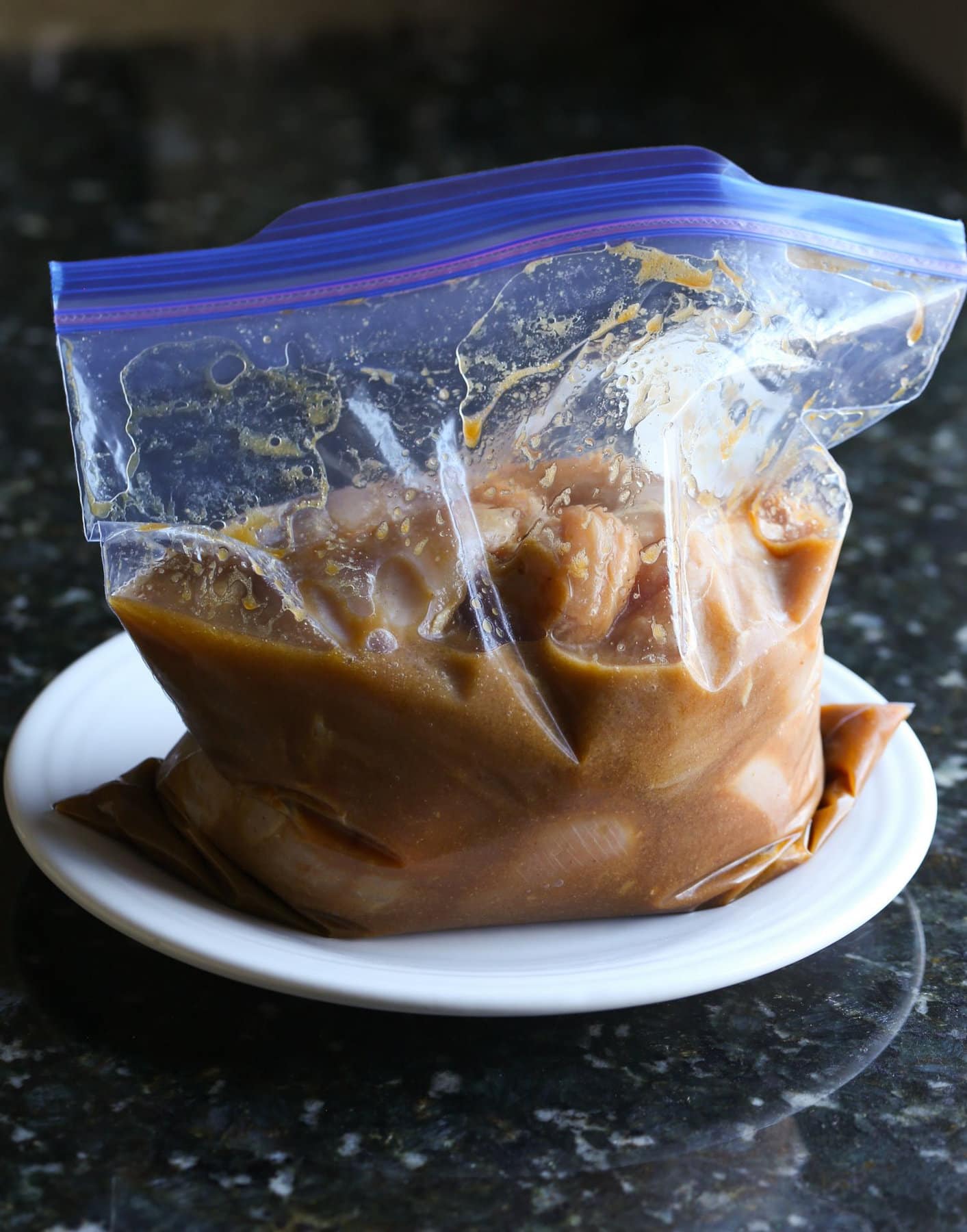 Chicken marinade in a ziplock bag