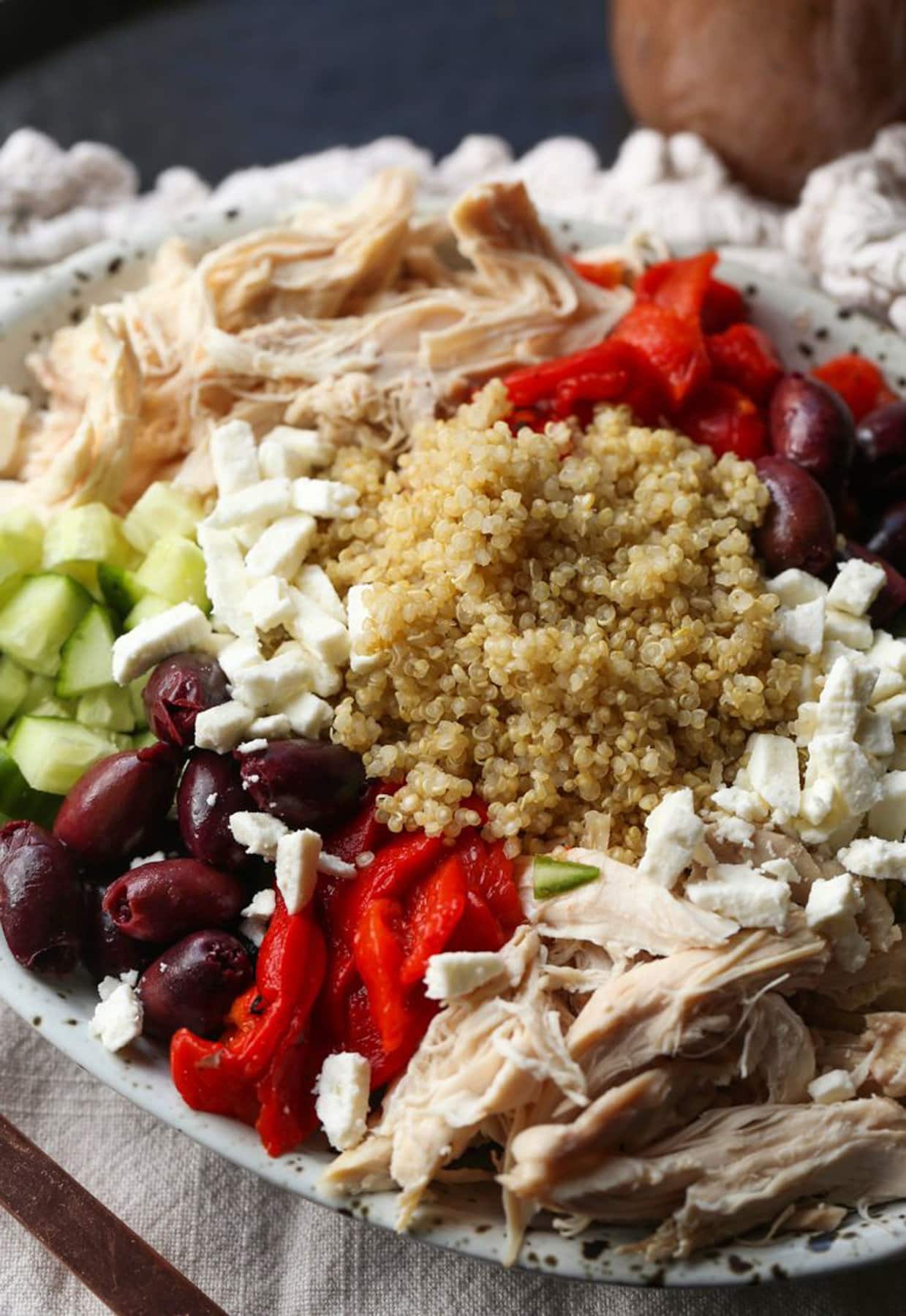 Greek Salad showing ingredients 