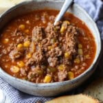 A bowl of Sloppy Joe Stew is an easy weeknight dinner idea!