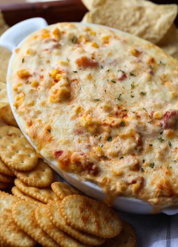 Hot Corn Dip is an easy and cheesy appetizer recipe that everyone will love