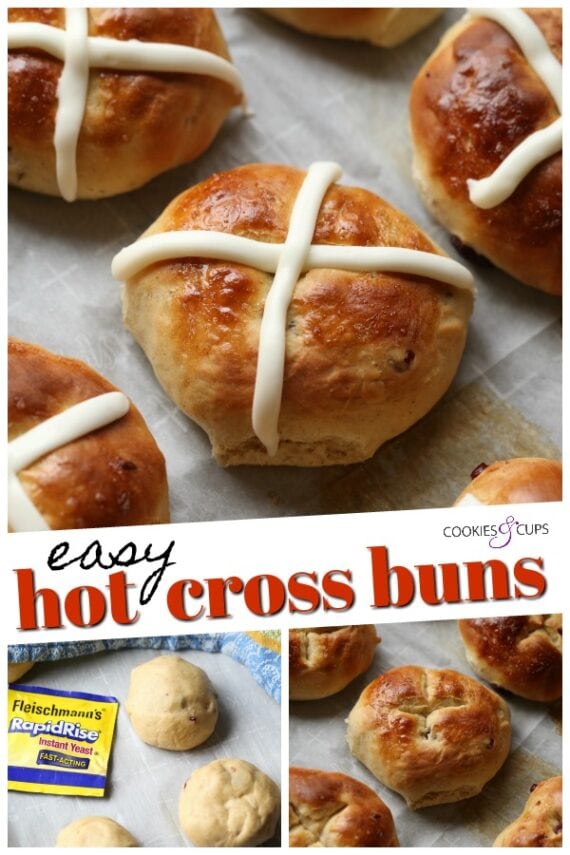 Easy Hot Cross Buns Pinterest Image