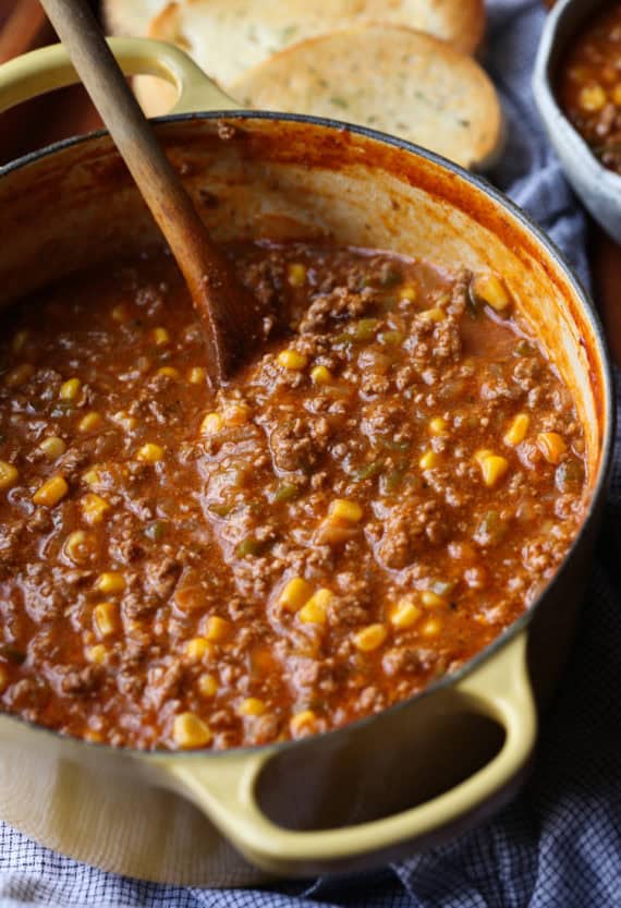 A big pot of Sloppy Joe Stew is an easy dinner option that your whole family will love!