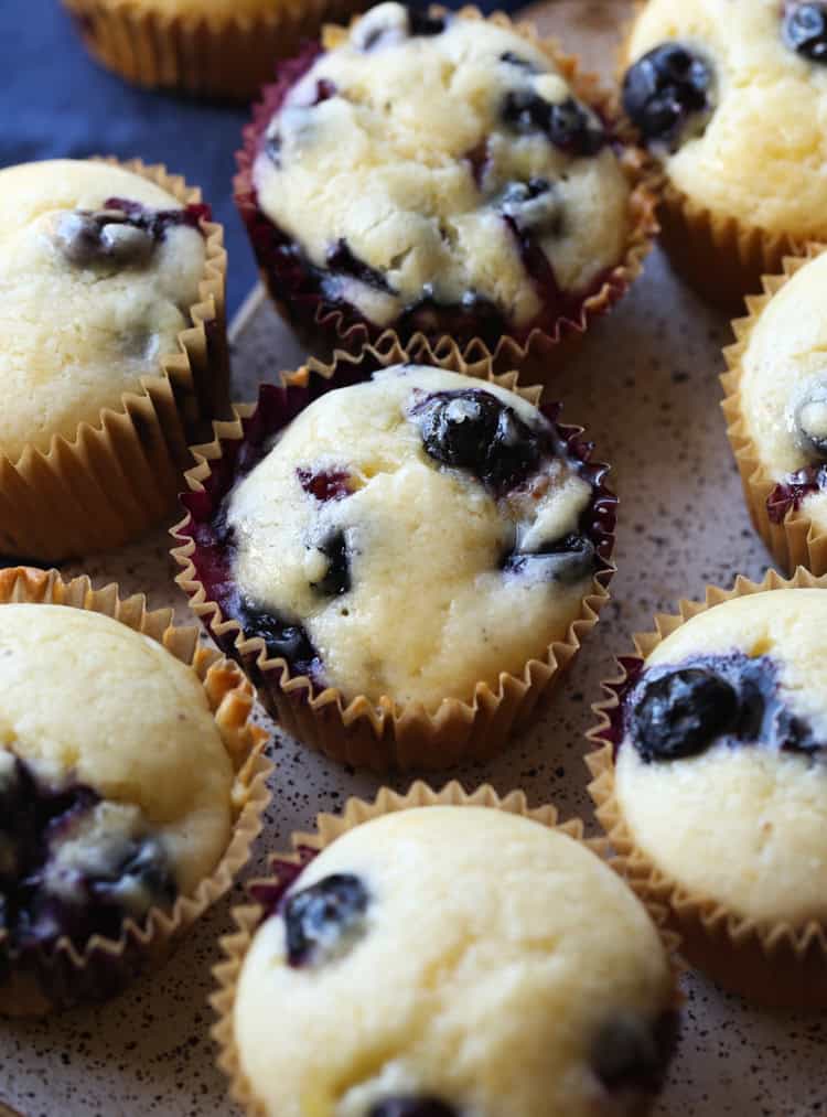 Blueberry muffins on a counter