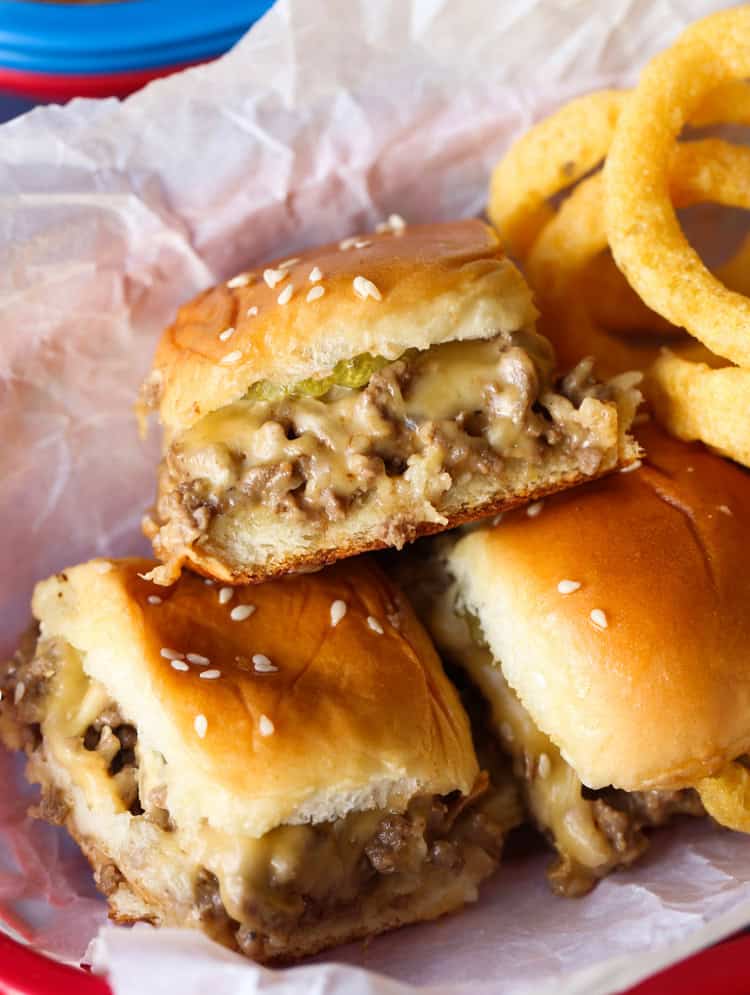 Cheeseburger Sliders are an easy party food that taste like White Castle!