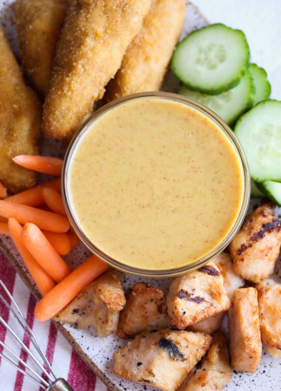 This Easy Honey Mustard recipe is great with veggies, chicken, or on sandwiches