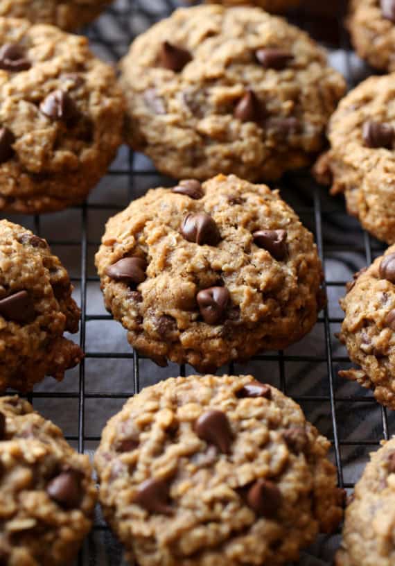 Oatmeal Chocolate Chip Cookies Recipe for soft, thick oatmeal cookies.