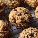 Oatmeal Chocolate Chip Cookies on a cooking rack