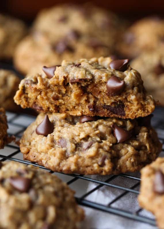 Oatmeal Chocolate Chip Cookies are thick, soft and loaded with chocolate