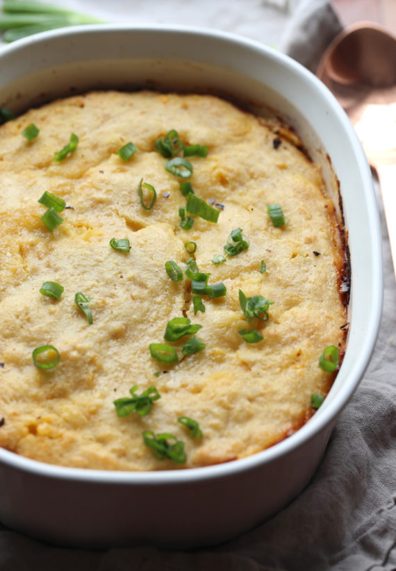 Chicken Casserole topped with a buttery cornbread layer is an easy weeknight chicken dinner idea