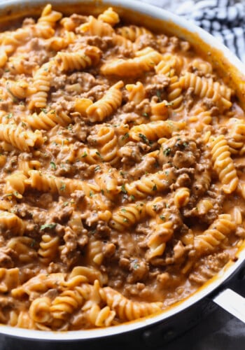 Creamy Beef Pasta is an easy pasta recipe that is made in 30 minutes