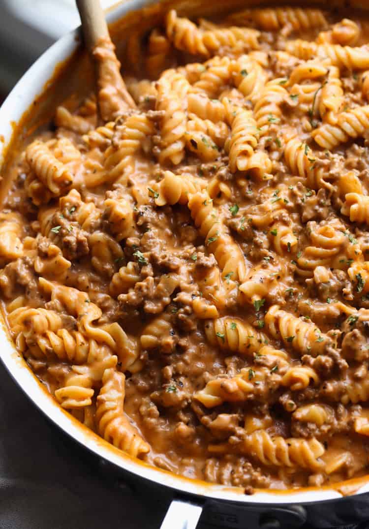 Creamy Beef Pasta is a great savory weekend pasta recipe