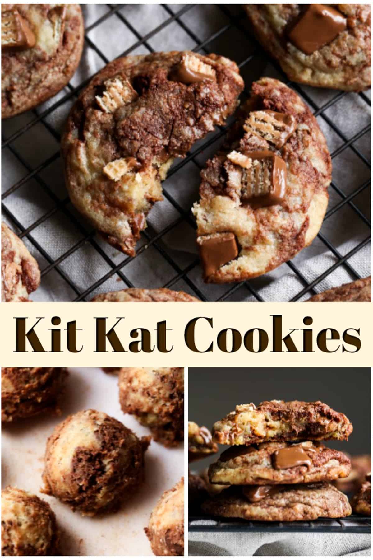 Kit Kat Cookies Pinterest Collage with text