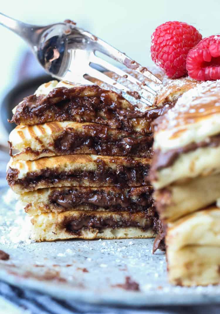 Nutella Stuffed Pancakes Easy Homemade Nutella Pancakes