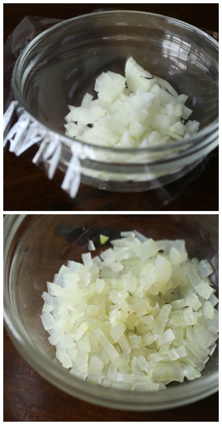 Using plastic wrap to steam onions in the microwave