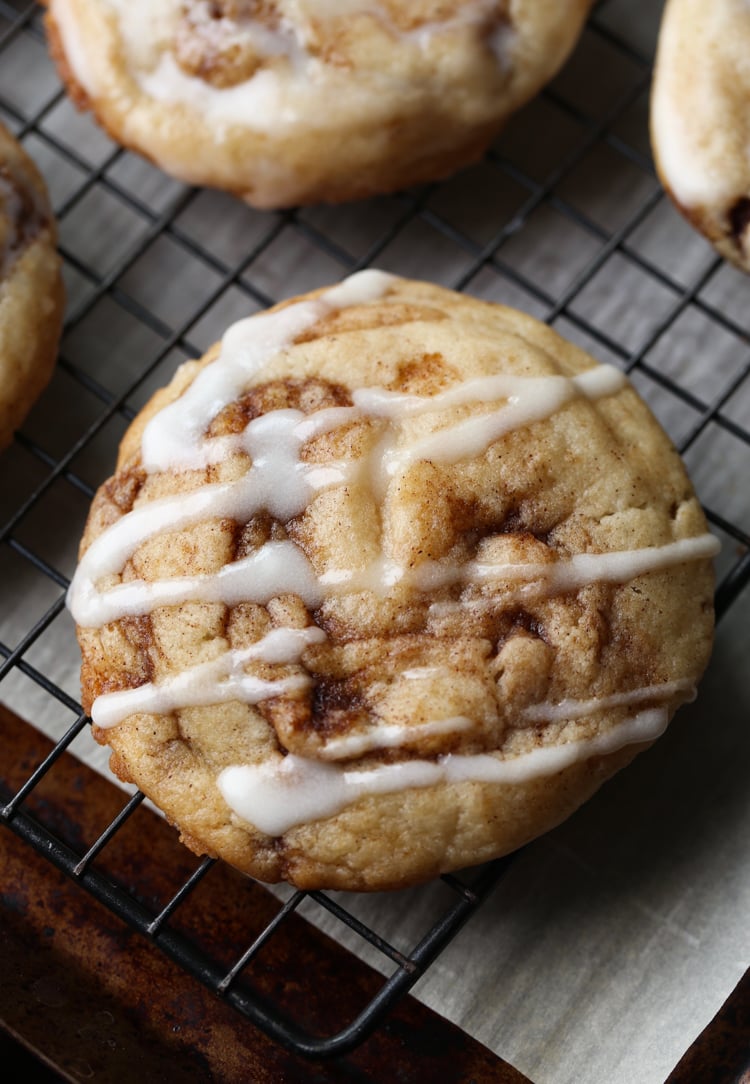 Easy Cinnamon Roll Cookies Recipe topped with sweet icing
