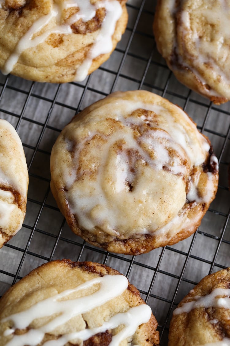 Cinnamon Roll Cookie Recipe is buttery, thick, and topped with icing