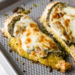 Pesto Chicken topped with mozzarella cheese